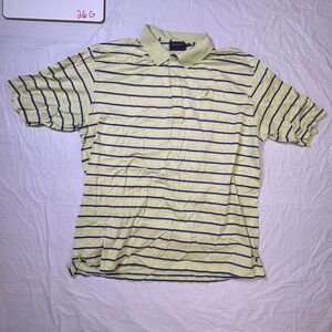 Bobby Jones Players Mens golf polo shirt, yellow/blue, short sleeve, size Large